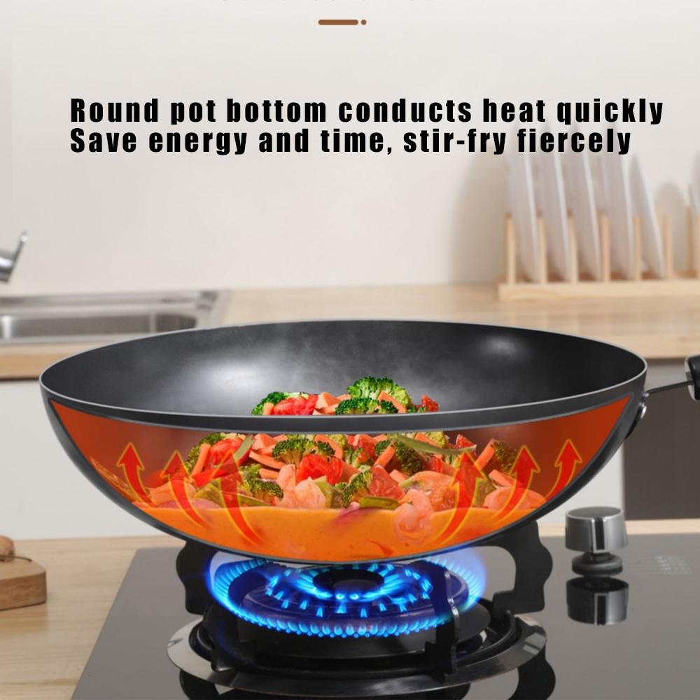 30/32cm dype wok-stekepanner nonstick kinesisk håndlaget jernpanne rundbunnet hjemme ubelagt kokegryte gasskomfyr kjøkkenutstyr