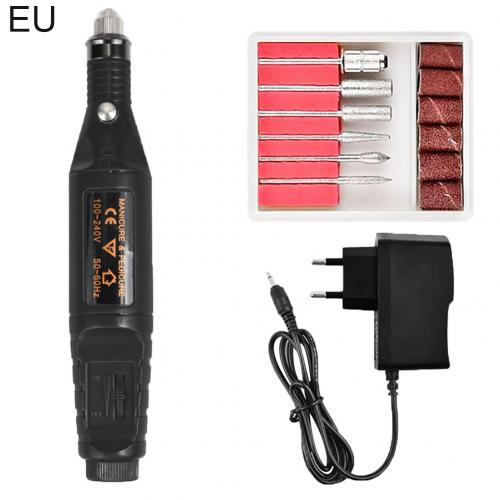 Electric Nail Drill Machine Pen Apparatus For Manicure Milling Cutters Electric Nail Sander Pedicure Manicure with usb line: Black / EU Plug