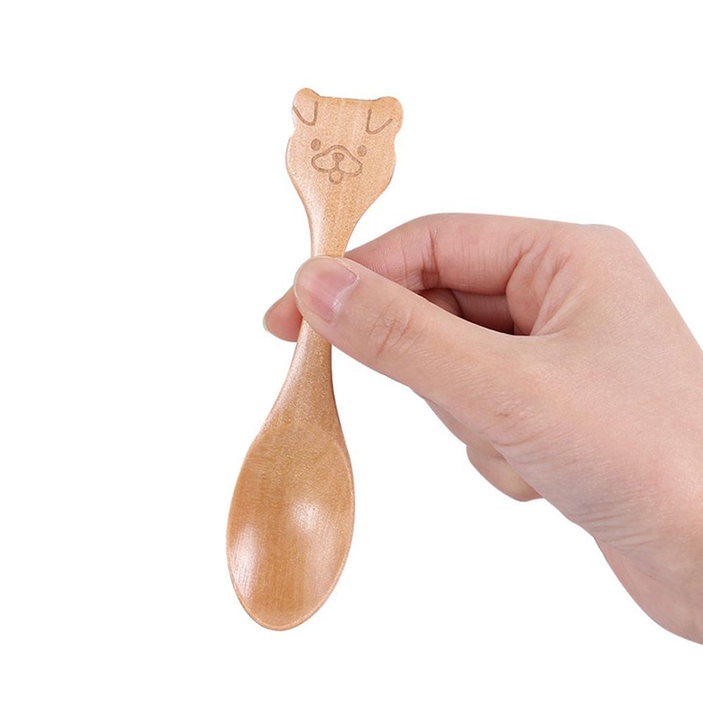 1/3 PCS Wooden Spoon Bamboo Kitchen Cooking Utensil Animal Fork Pattern Kids Spoon Eating Tool Soup-Teaspoon Tableware Catering: E