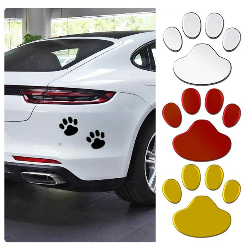 4Sheet Car Stickers Decals Paw 3D Animal Dog Cat Foot Prints Decal Car Motocycle Sticker Car Accessories