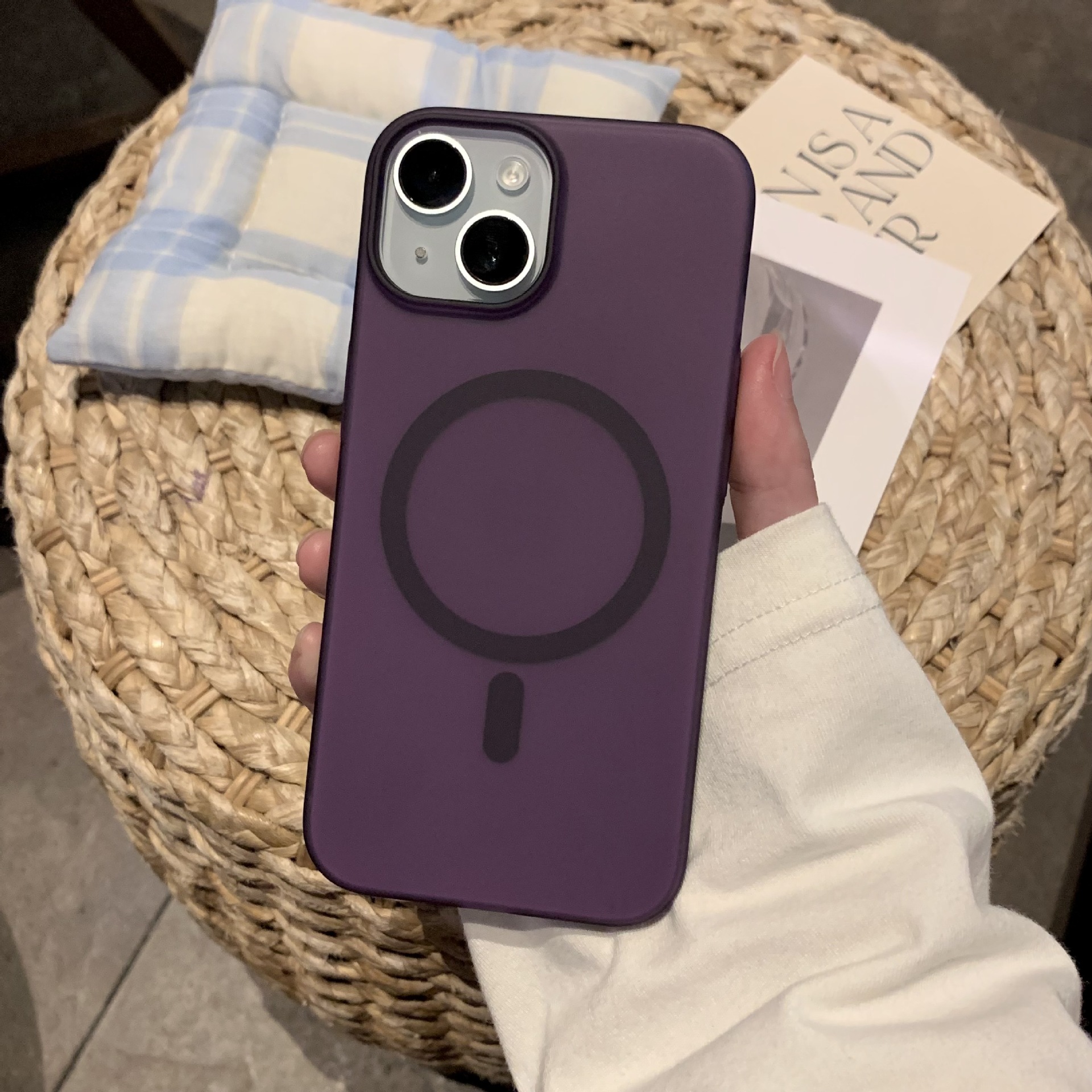 Ultra Dunne Matte Hard Plastic Telefoon Case Voor iPhone 15 14 Plus 13 12 11 Pro Max Voor Magsafe Draadloze Lading magnetische Clear Cover: Neopreen / Blauw