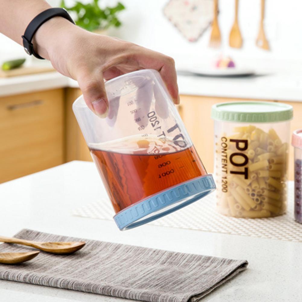 700/900ml Plastic Storage Can With Scale Sealed Tank Stackable Dried Fruit Tea Coarse Cereals Sealed Jar Kitchen Accessories