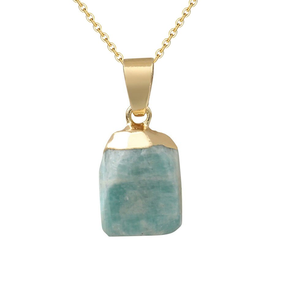 2020 di modo di Opal Pietra del Cubo Irregolare Collane di Cristallo Naturale Rosa di Cristallo Del Pendente Del Choker Della Collana Dei Monili Della Boemia per Le Donne: Amazonite stone