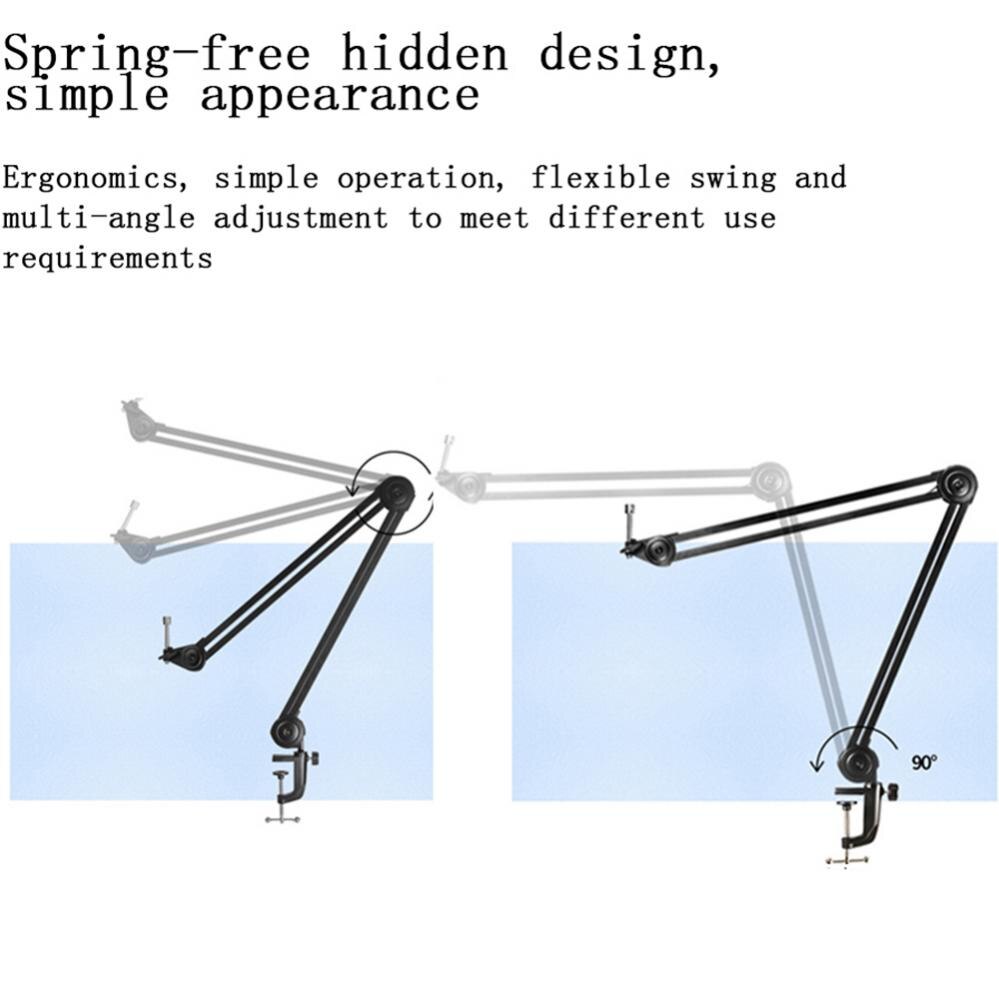 Microphone Boom Arm Stand Heavy Duty Cantilever Bracket Tripod Adjustable Suspension Scissor Spring Built-in Mic Stand for Live