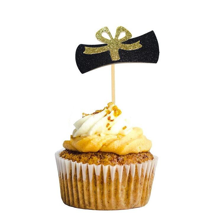 12/24pcs Graduation Party Cupcake Wrappers with Cake Topper Class Of 2022 Cupcake Topper Wrapper Cake Party Supplies Decorations: L- 10pcs