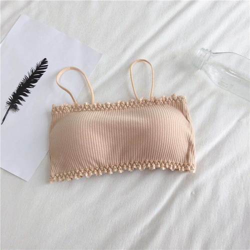 Small Breast Bra Top for Kid Girls Underwear Solid Cotton Training Bra Wireless for Young Girls Underwear Vest: Nude