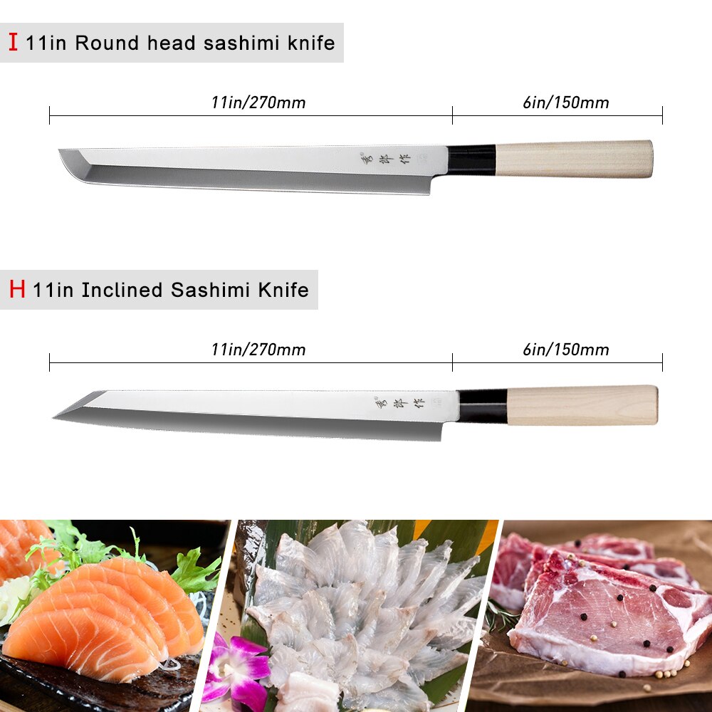 Japanese Sushi Knife High Carbon Steel Salmon Sashimi Chef Knife Multifunctional Slicing Kitchen Knives Cooking Tools нож: IH 2Pcs Set