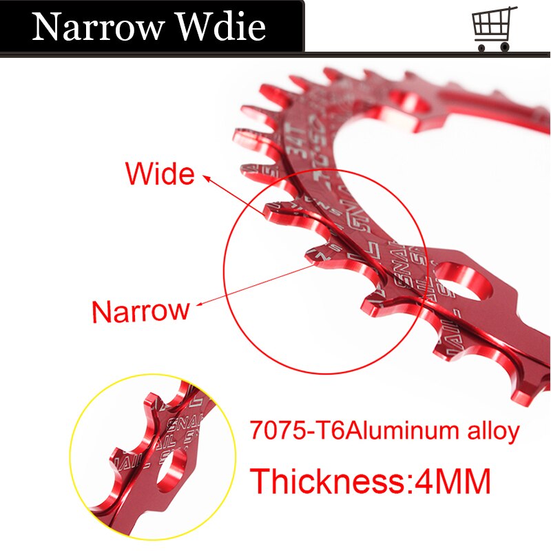 Slak mtb fiets kettingblad 104 bcd smal breed kettingblad 32/34/36/38/40/42t kettingbladen mountainbike voor 8/9/10/11s crankstellen