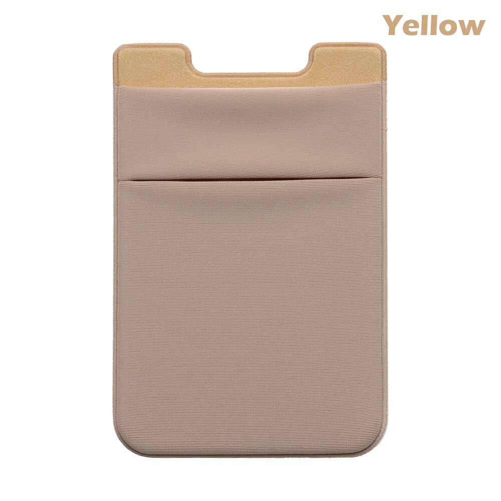 1Pcs Adhesive Sticker Phone Pocket Cell Phone Stick On Card Wallet Stretchy Credit Cards ID Card Holder Pouch Sleeve: Yellow