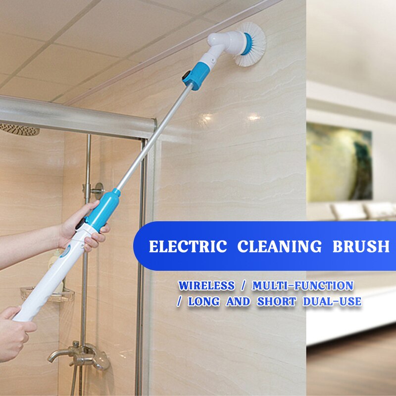 Electric Spin Extension Handle Scrubber Turbo Scrub Cleaning Brush Cordless Chargeable Bathroom Cleaner Adaptive Brush Tub