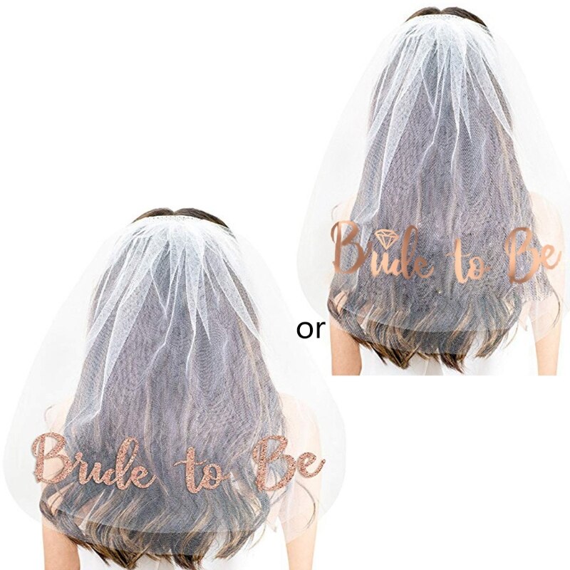 Bachelorette Party funkeln Gold Druck Braut Zu Werden Schleier Braut Dusche Liefert Engagement Hochzeit Dekoration Henne Nacht Zubehör: WR