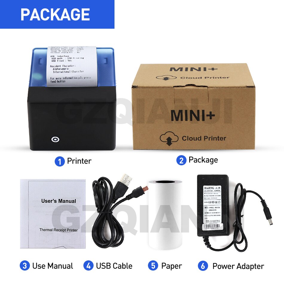 58mm Mini Thermal Receipt Bluetooth USB POS Printer Big Paper Warehosue for Restaurant Store Receipt Phone Print Loyverse POS