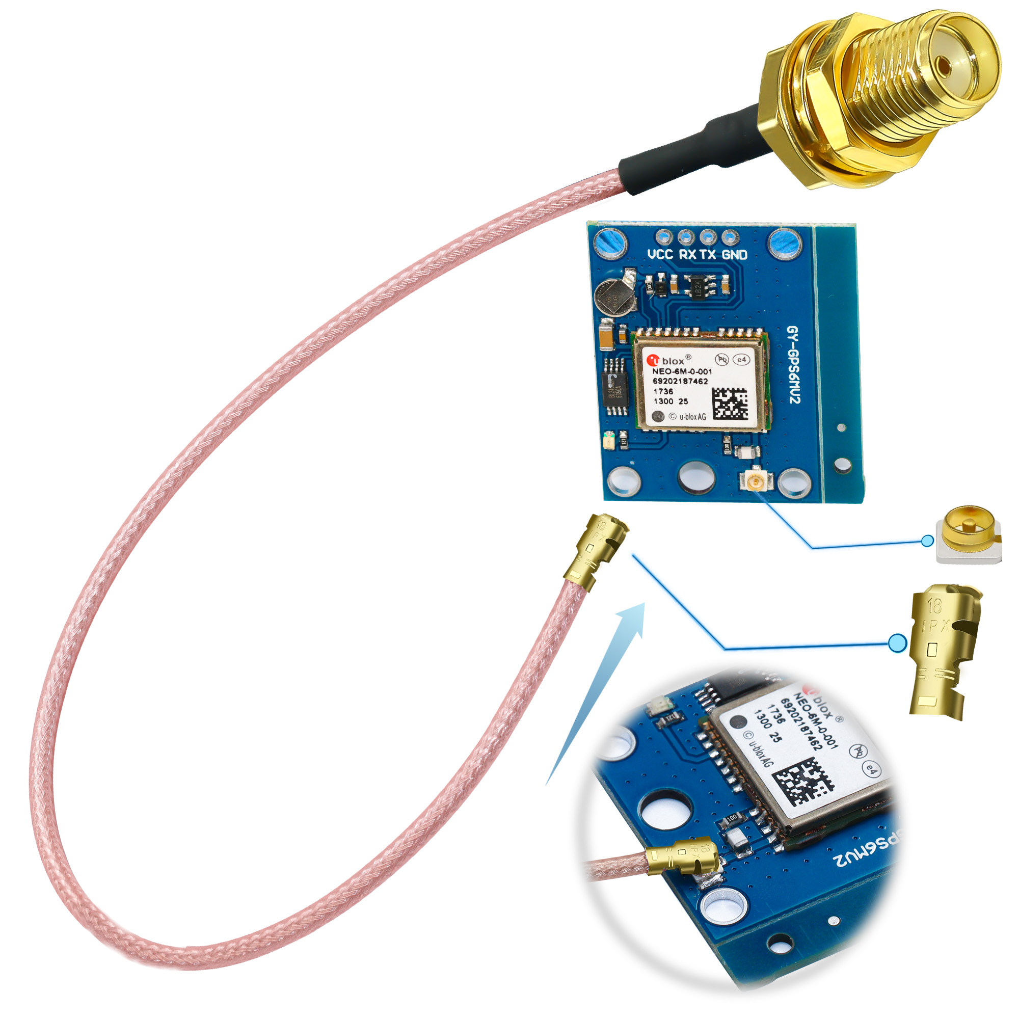 Adaptador coaxial SMA hembra a U.FL IPX RF, Cable de puente Pigtail RG178, Cable SMA hembra a IPX UFL/IPX, Cable de extensión Mini PCI
