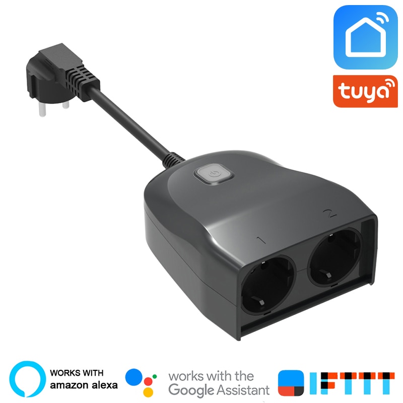Outdoor WiFi Plug Outlet Smart Socket Wireless Individual Remote Control Switches with Alexa Google Assistant Timer Outlet