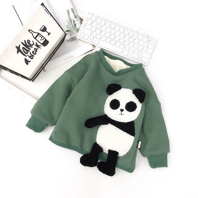 Benemaker vêtements pour enfants garçons pour fille pull d'hiver vêtements tout-petit enfant panda sweats polaire haut vêtements pour enfants  na525: Vert brouillard / 6t