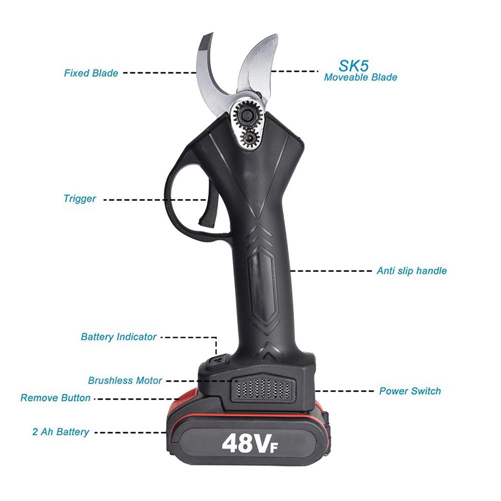 Cordless Pruner Electric Trimmer Lithium Battery Pruning Shear Fruit Tree Bonsai Branch Cutter Landscaping Scissor Garden Tool