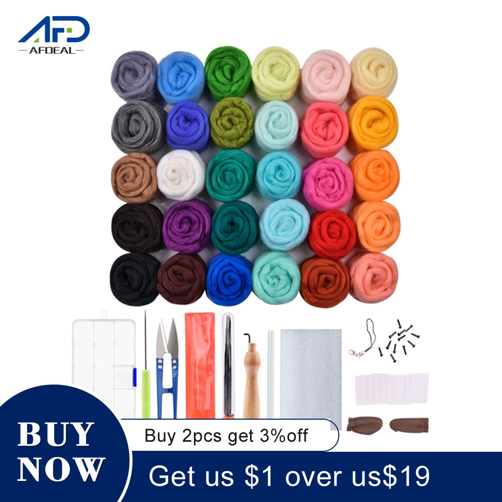 30/50 Colors DIY Wool Felting Kit Mixed Color Handle Needle Felting Tools Handmade Felt Needle Set Fabric Materials Handcraft