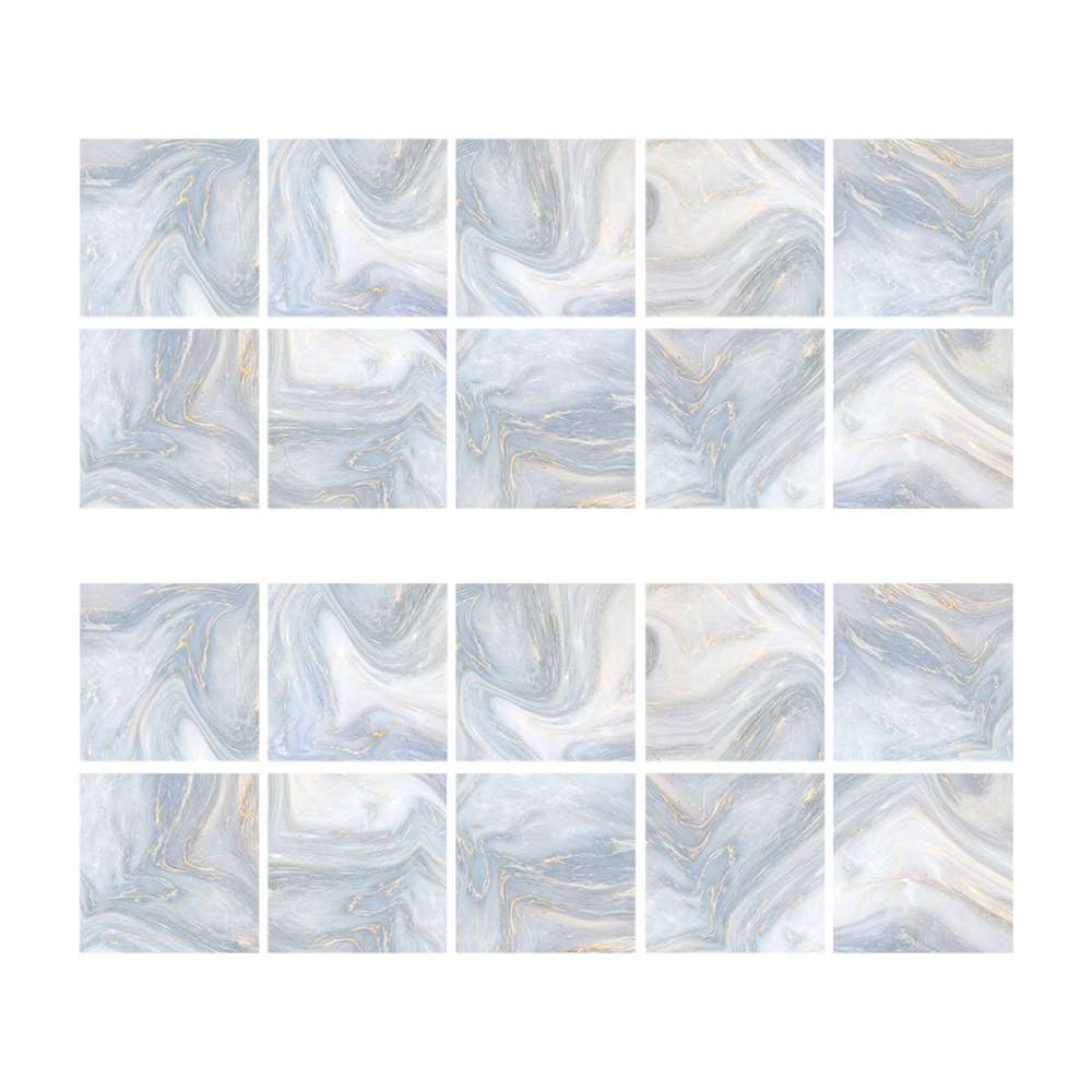 20pcs Imitation Marble Tile Sticker Bath Pearl White Non-slip Waterproof Wall Sticker Home Decor Wall Stickers Stick Tiles Panel