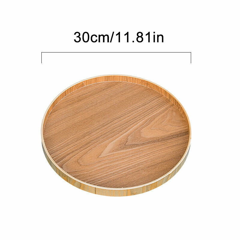 Wooden Round Serving Tray Wood Plate Tea Food Dishe Drink Platter Food Server Plate Dinner Beef Steak Fruit Snack Dessert Tray: 30cm
