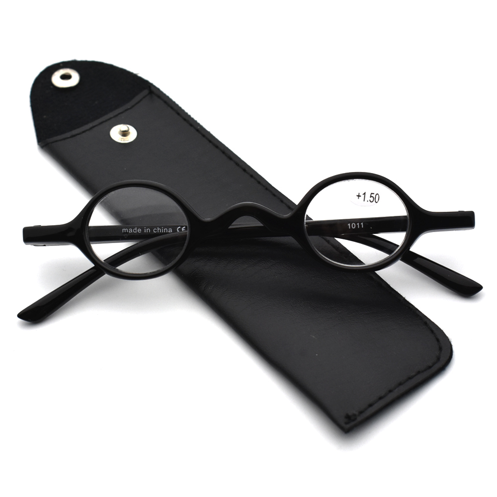 Leesbril Retro Ronde Unisex Eyelasses Kleine Frame Vergrootglas Eyewear Met Zak Bril Zak 1.0 1.5 2.0 2.5 3.0 3.5