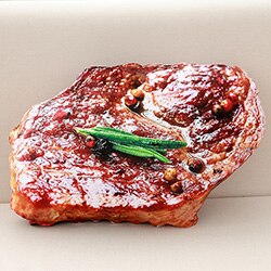 Almohadas largas de mantequilla y pan, hilo para carne, sésamo, Pizza, bistec, almohada de felpa para comida, cojín simulado para decoración de aperitivos, respaldo: 50cm Beefsteak