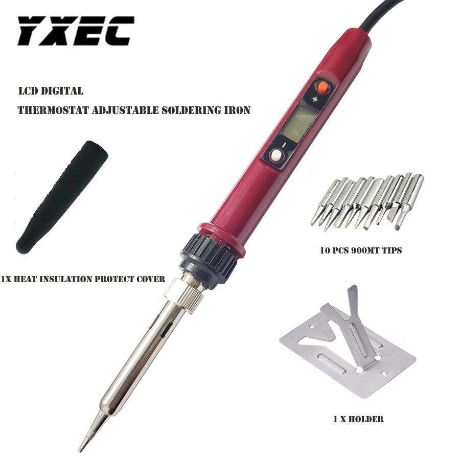 Aankomen 936H 80W 220V Lcd Digitale Thermostaat Verstelbare Loodvrij Elektrische Soldeerbout Mini Soldeerstation eu Plug: 936H Red with tool