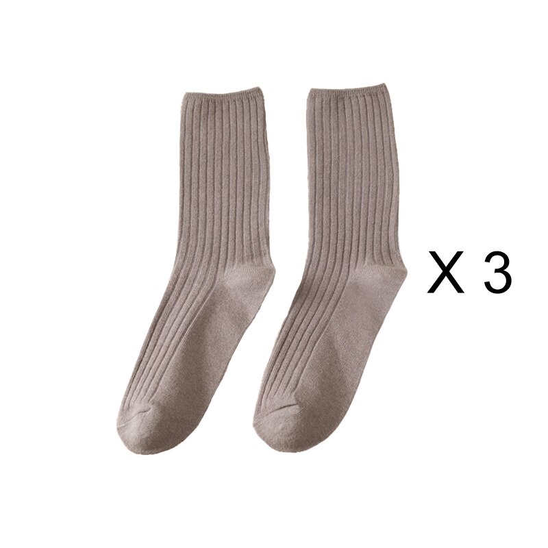 3 par/lote conjuntos de calcetines de mujer de Color sólido Retro calcetines largos de algodón para mujer transpirable estilo japonés Casual calcetín largo de algodón: Rojo coral