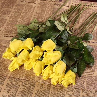 20 teile/satz Künstliche Blumen die Seide Blumen Weiß Real berühren Blumen Hochzeit Strauß Heimat Party Dekorative Party Blumen: Gelb