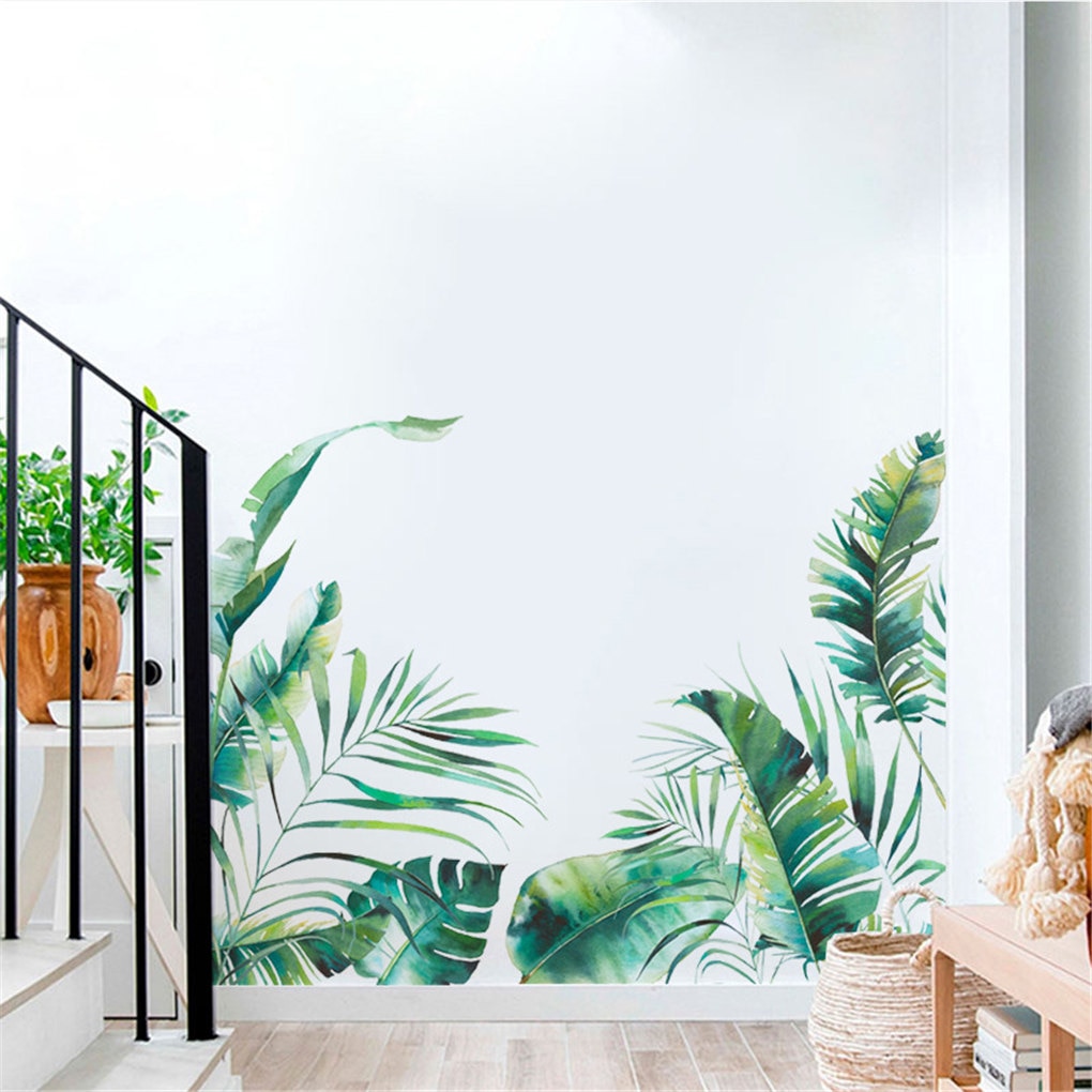 Tropical Leaf Wall Sticker Living Room Bedroom Leaves Decal Home Office Wall PVC Decoration