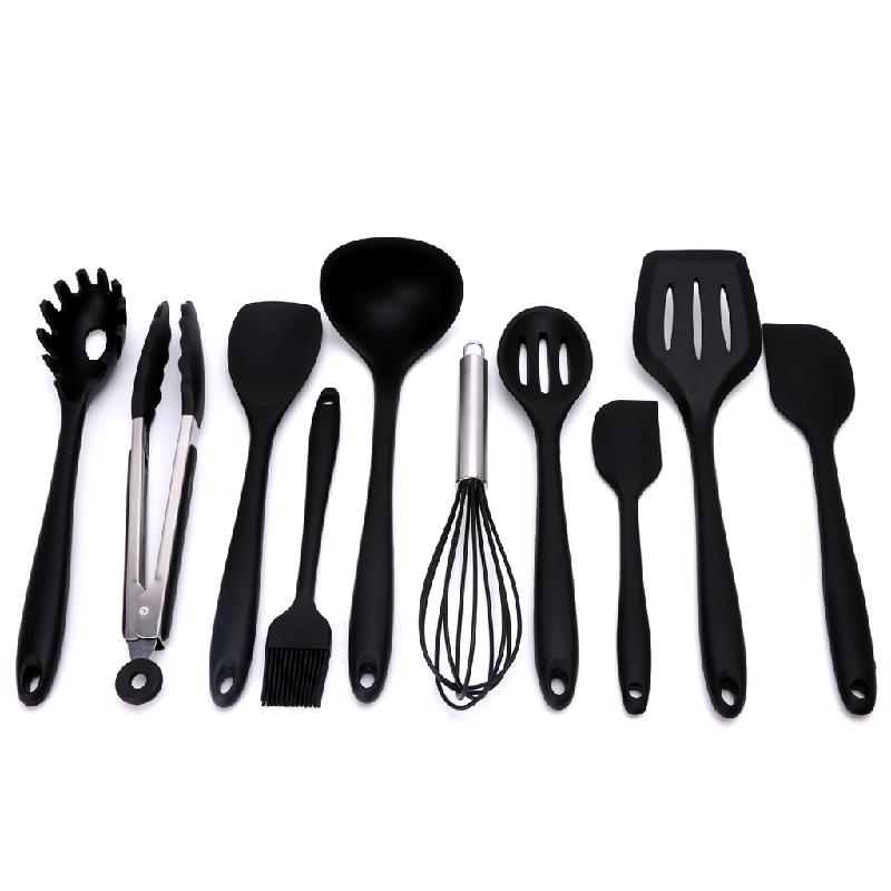 10 Stks/set Heat Resitant non-stick Siliconen Keukengerei Set Koken Bak Tool: Black