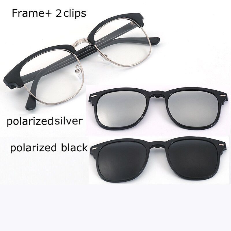 Spectacle Frame Eyeglasses Men Women With Polarized Clip On Sunglasses Magnetic Glasses Male Myopia Optical RS2218: RS2218 C06