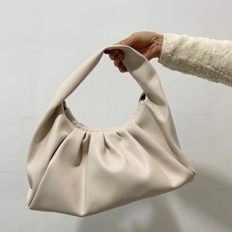 Borse a tracolla per donna 2020 borsa a mano in morbida pelle da donna nuove borse a tracolla borsa a tracolla per gnocchi femminile borsa grande: Offwhite handbag