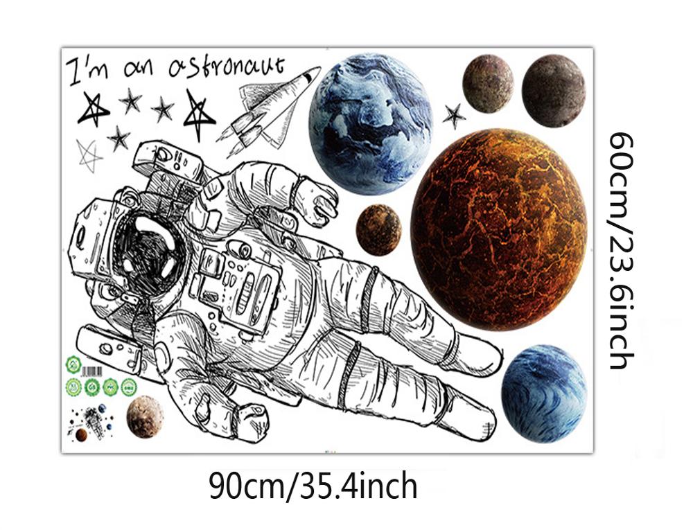 Muurstickers met noordse astronauten, decoratieve stickers met ruimteplaneten, muurstickers voor de babykamer, muurstickers voor thuisdecoratie, sterrenstelsel, p