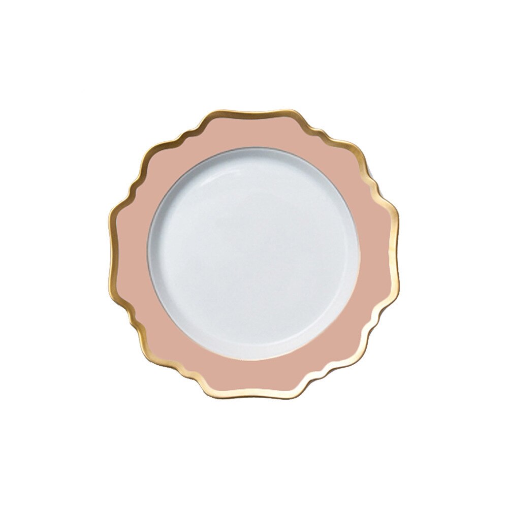 Sunflower Ceramic Dinner Plates Wedding Party Dishes White Pink Golden Edge Tableware for Girls Dessert Plate Serving Tray: 8.5 inch