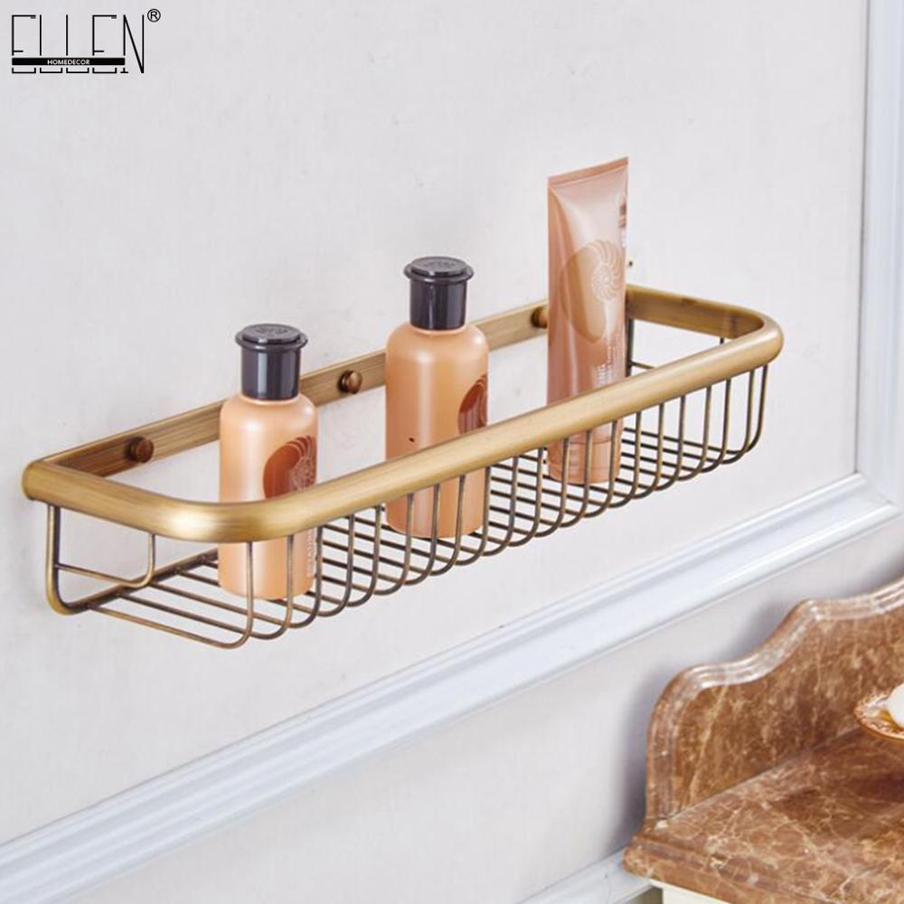 Bathroom Shelf Antique Bronze 45cm/30cm Shampoo Holder Bath Storage Bath Wall Shelves Rectangle Copper Shelf Bathroom Hardware