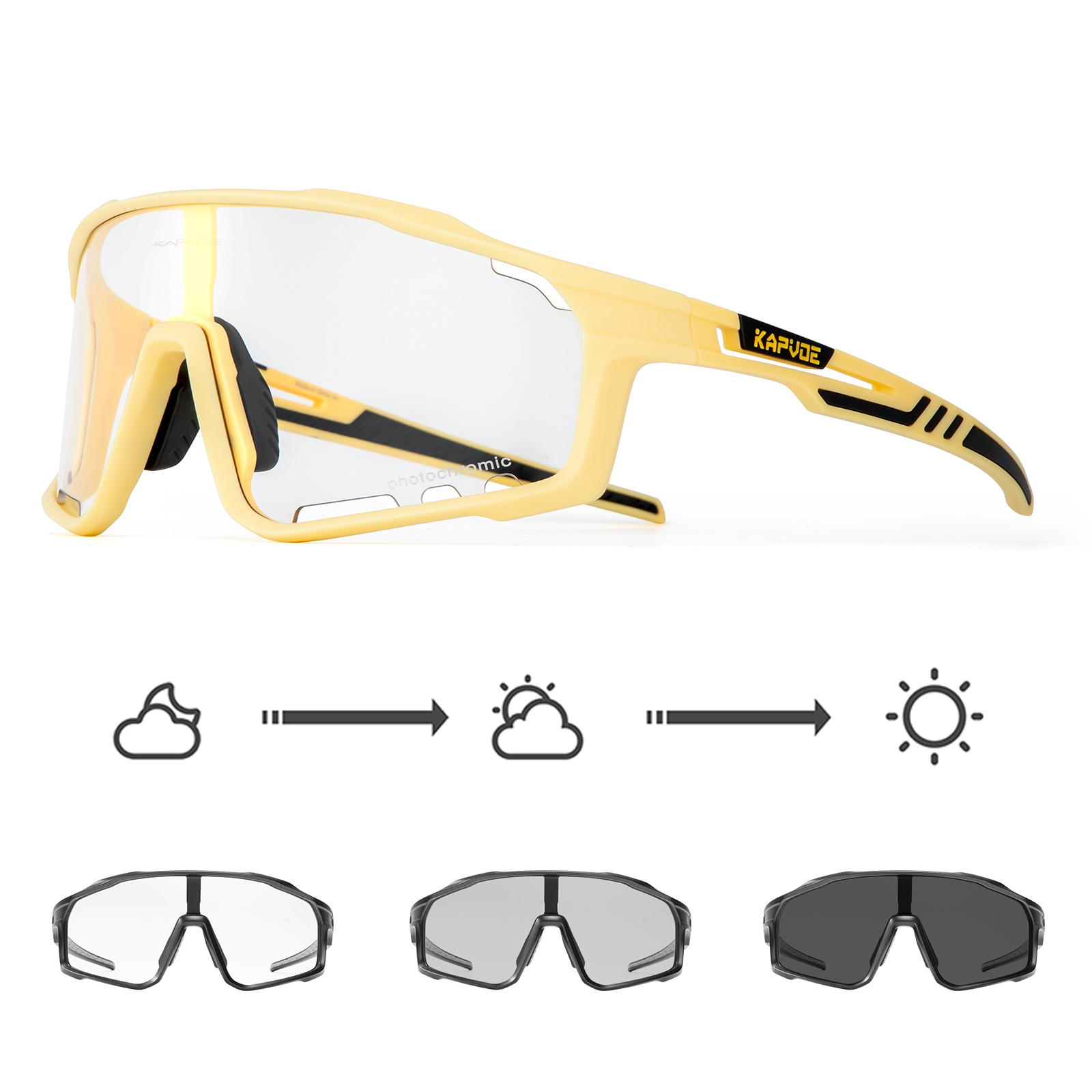 Kapvoe Photochromic Sunglasses Men's Women Sports Cycling Glasses Road Running Goggles MTB Bike Bicycle Mtb Eyewear For Driving: Brown