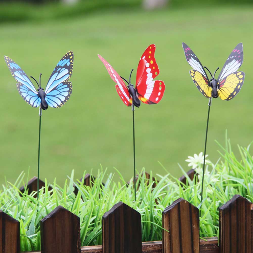 10 stuks tuindecoratie, terrasversiering, vlinderstokken, feestbenodigdheden op stokjes, bloempotten, tuindecoratie, buitenplaats voor planten.