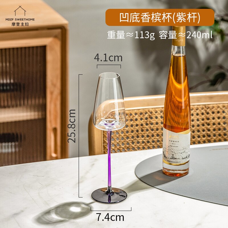 Copas de vino de cristal de alta gama, copa de champán, whisky, cerveza, vasos para beber, boda, Boba, Bar, , hogar: purple 1 pcs 240ml