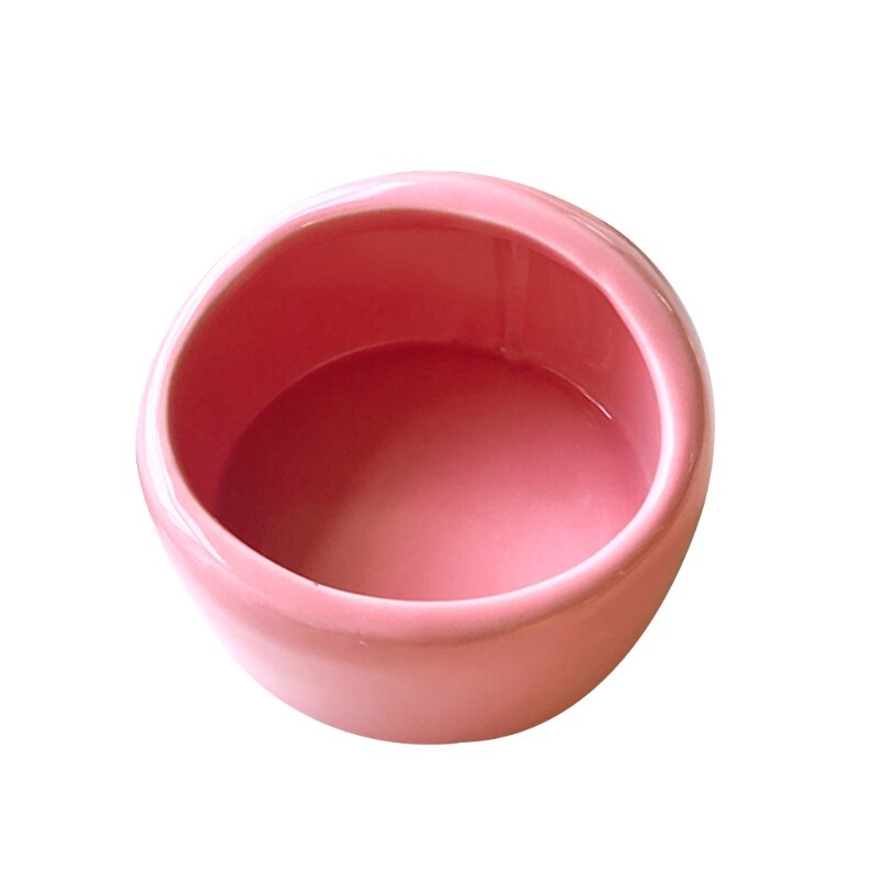 Cuenco de comida para hámster, cuencos de cerámica para alimentación de animales pequeños, plato de agua para roedores, novedad de: Pink