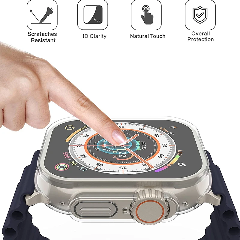 Coque souple en TPU pour Apple Watch ultra série 9 8 7 6 5 4 SE 41MM 45MM 44MM 40 49MM 38MM, protecteur d'écran pare-chocs, accessoires Iwatch