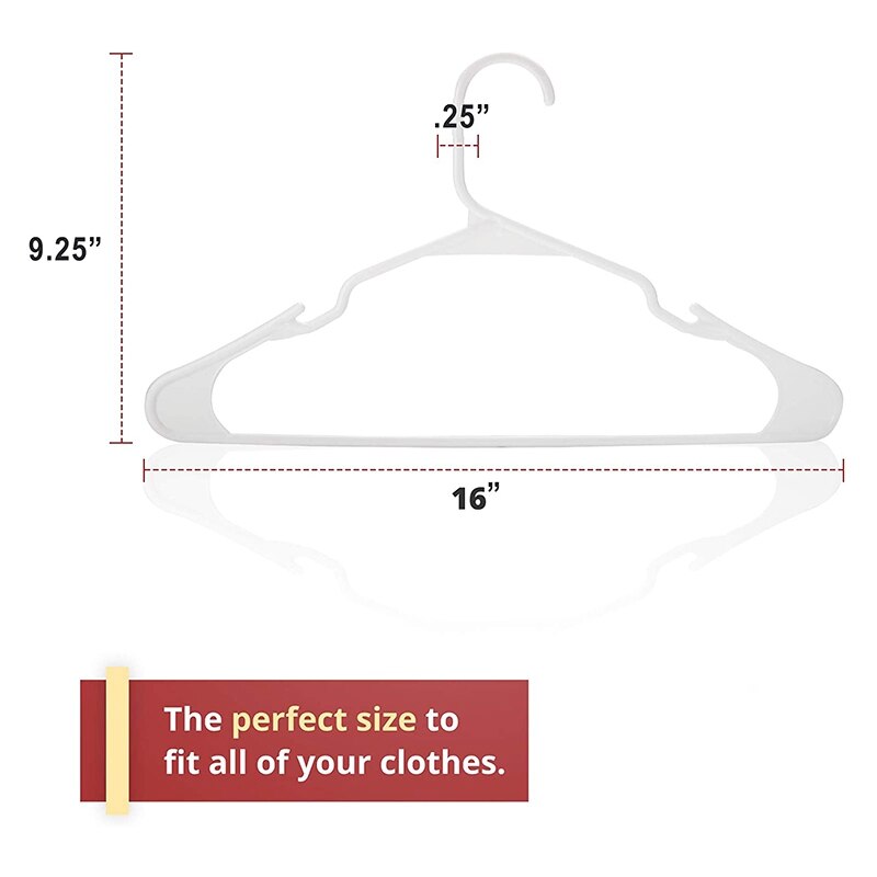 SHGO-perchas de plástico blancas, perchas de plástico perfectas para uso estándar diario, perchas de ropa (blanco, paquete de 20)