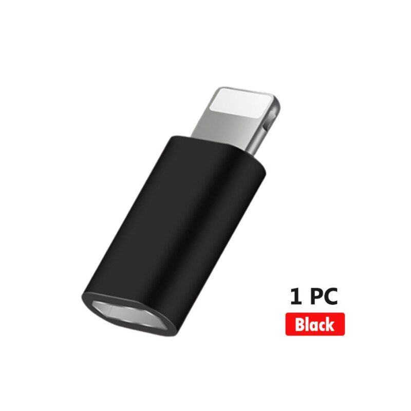 ¡! ACCEZZ Mini OTG adaptador Micro USB para iPhone 11 Pro Max X XS 8 7 Plus OTG adaptador Micro USB iluminación convertidor macho: Black 1PC