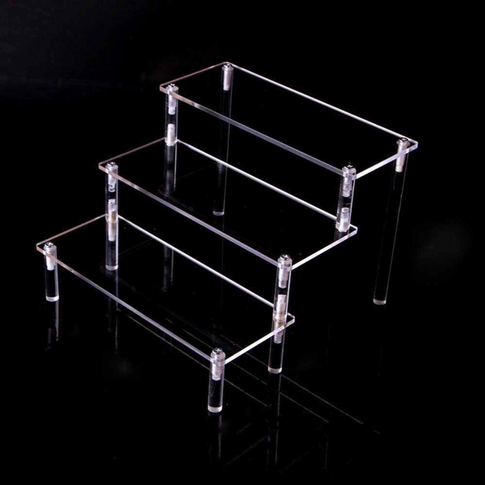 Estante de almacenamiento de acrílico de 3 capas, soporte de vitrina escalonado, organizador de escritorio para modelo (20cm)