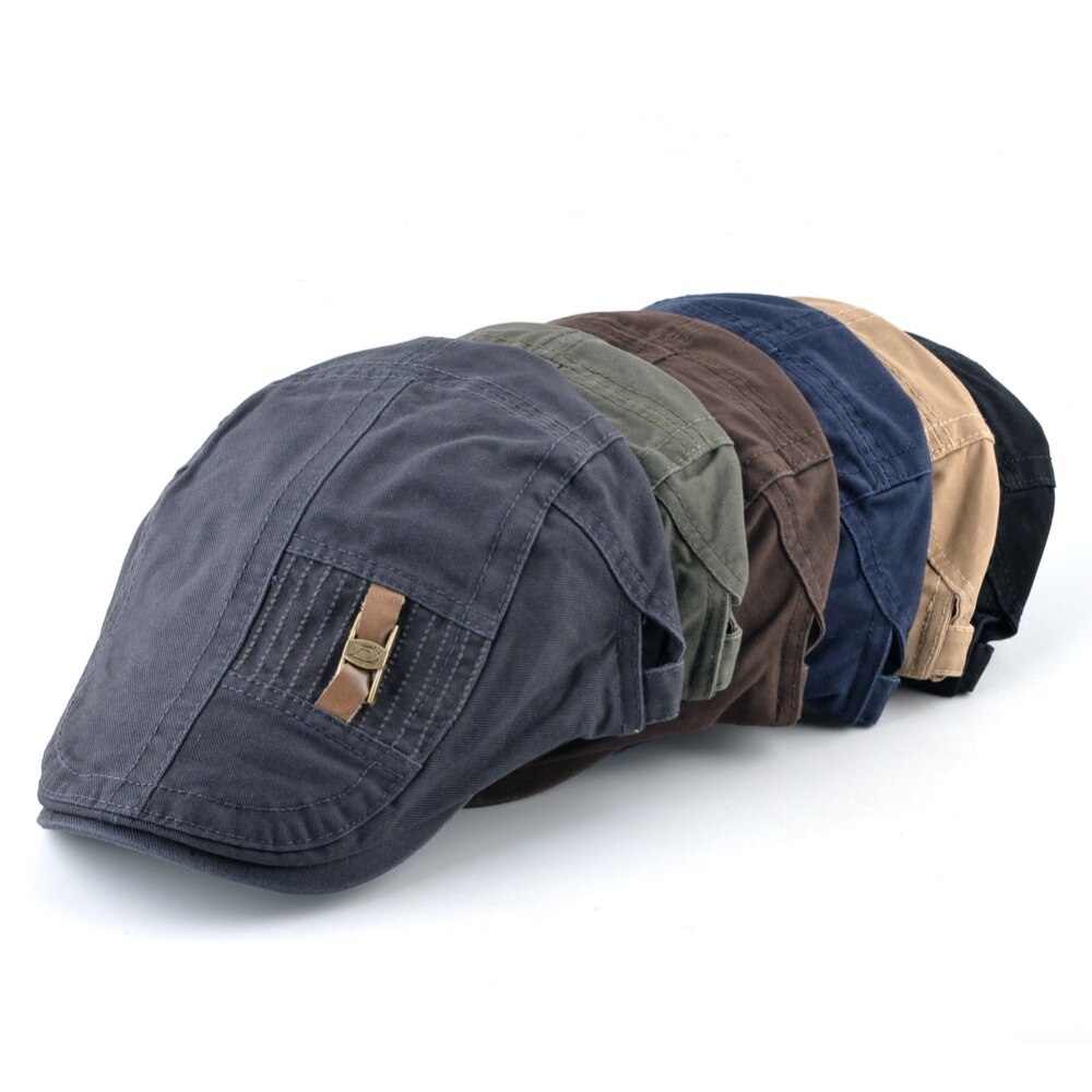 Zwart Mannen Flat Cap Sheepskin Real Lederen Heren