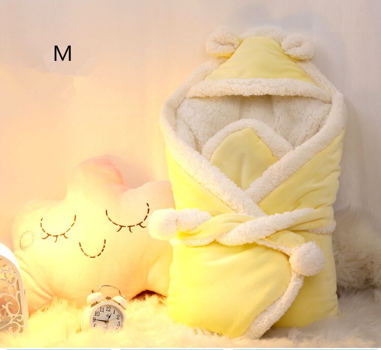 Super Bequem Lammwolle Baby Schlafsack 10 Farben 0-6 Monate Baby Swaddle Kleinkind Neugeborenen Decke Umschlag Winter: M Gelb