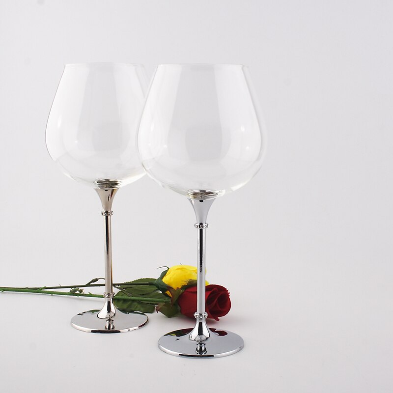 Oh Trend 680ml Hochzeit Weingläser Becher Stainess Stahl Kristall Diamant Stehen Wein Glas Gravierte Küche Glas Bar Klar tasse