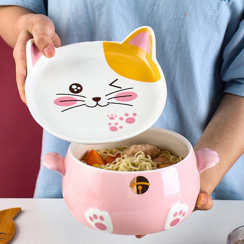 Cuenco Kawaii de Ramen con tapa para palillos, – Grandado