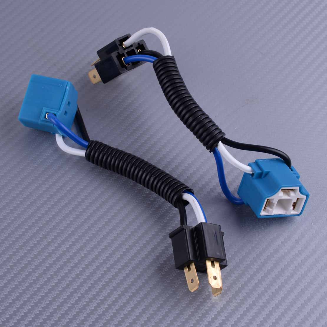 DWCX 2Pcs H4 Ceramic Wire Wiring Headlight Headlamp Extension Harness Socket Connector Adaptor Male & Female Plug 12V 24V