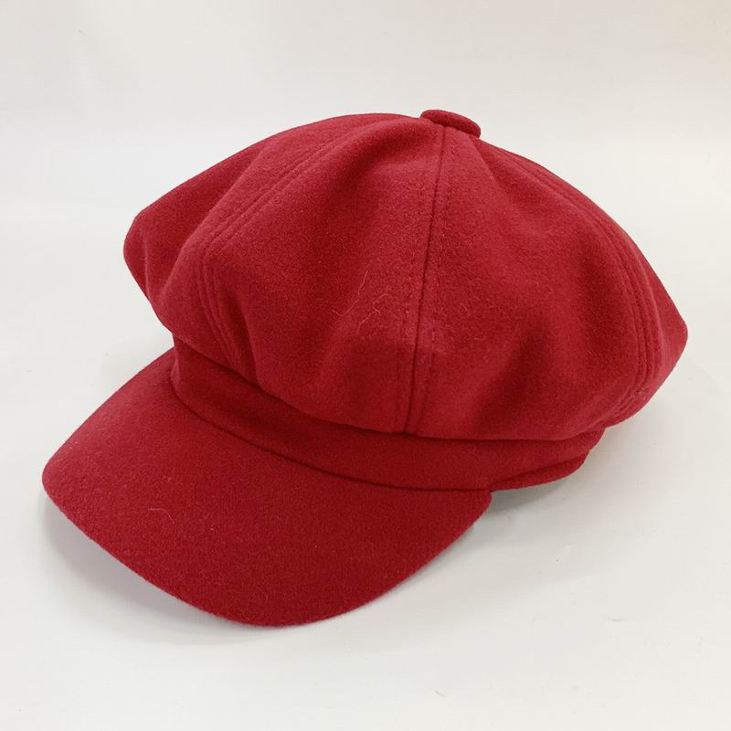Ottekantet hat pige britisk stil kvinder fritid top cap: Rød