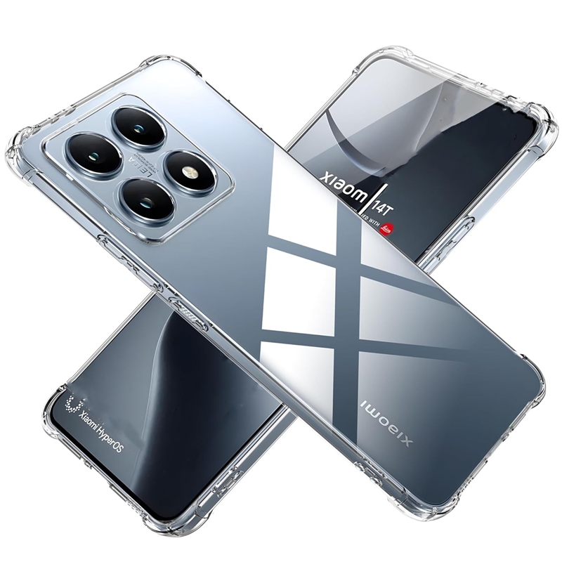 Brann hjørner støtsikkert tpu-deksel til xiaomi 14t pro, beskyttelsesdeksel til xiaomi 14 13 lite 13t, gjennomsiktig capa, deksel: Neopren